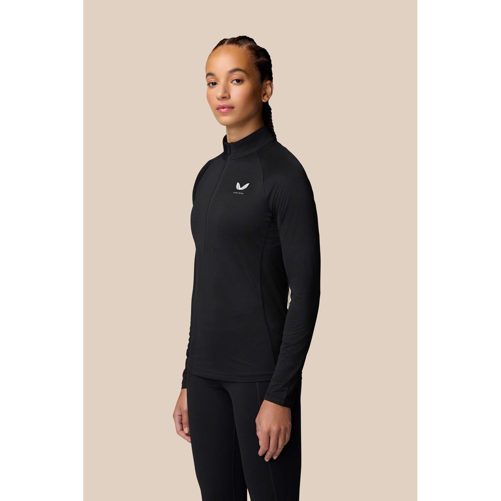 Castore 1/2 Zip Long Sleeve Top T-Shirts Actifs Pour Femmes En Polyester Noir