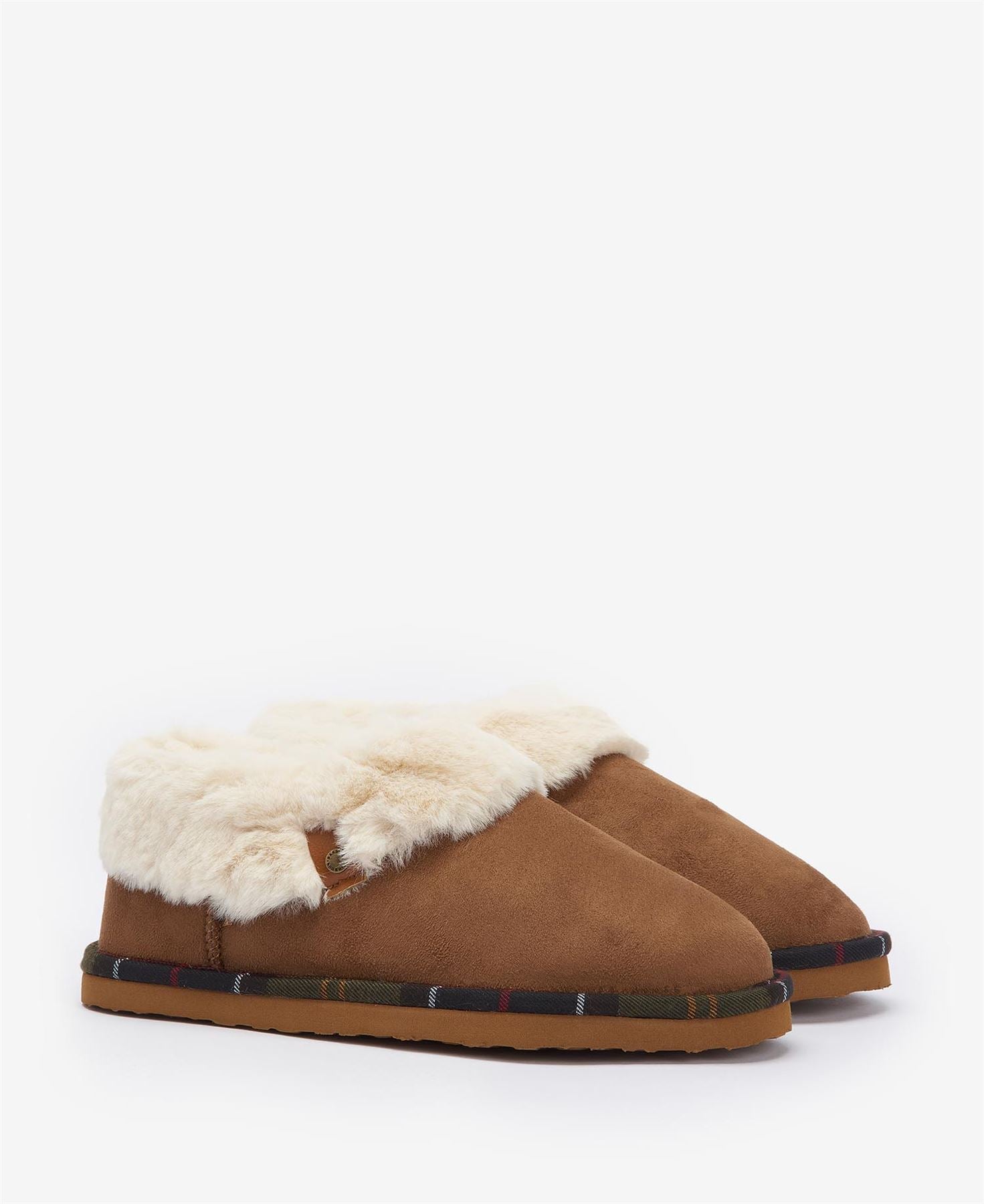Barbour Eloise Chaussons Marron En Suédine Pour Femme