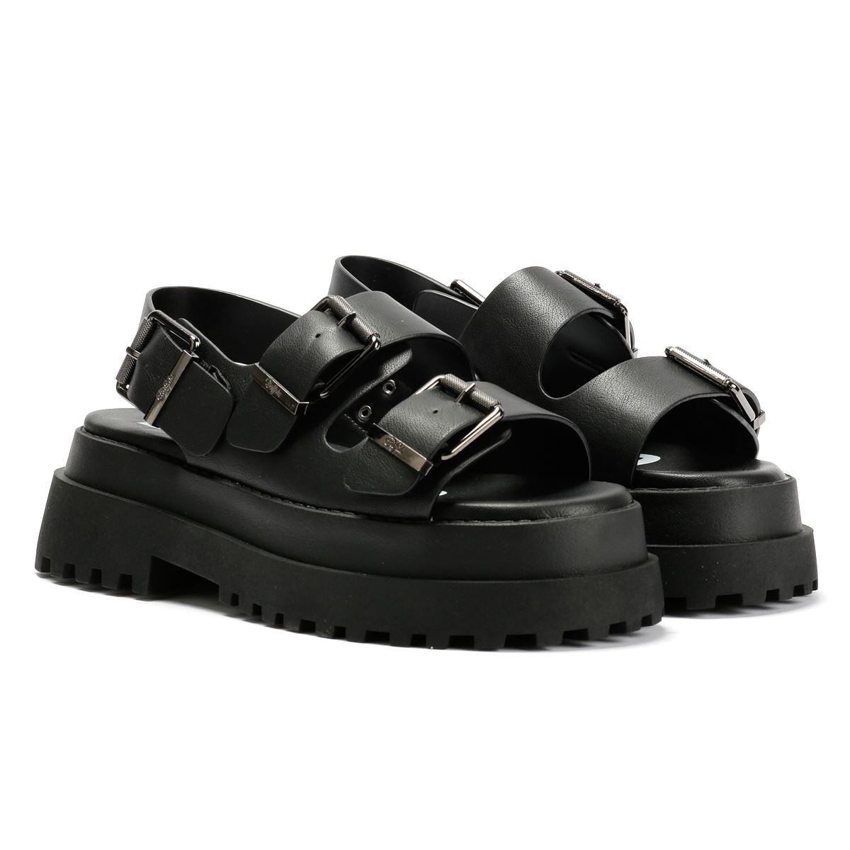 Buffalo Pluto Ari Sandales Noires Pour Femmes