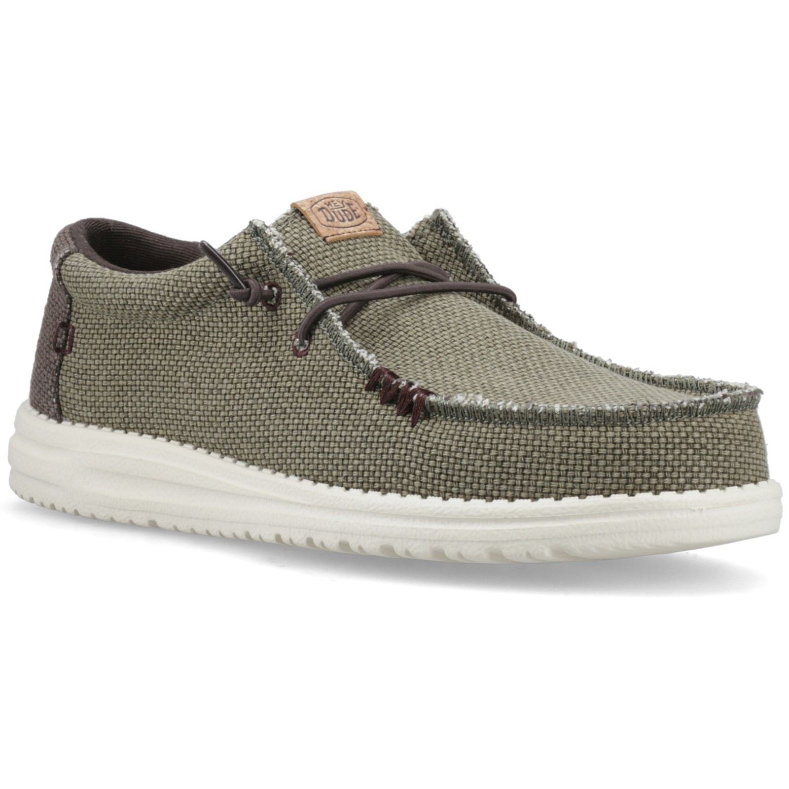 HEYDUDE Wally Braided Mocassins Pour Hommes En Olive Brûlé/Brun Delicioso
