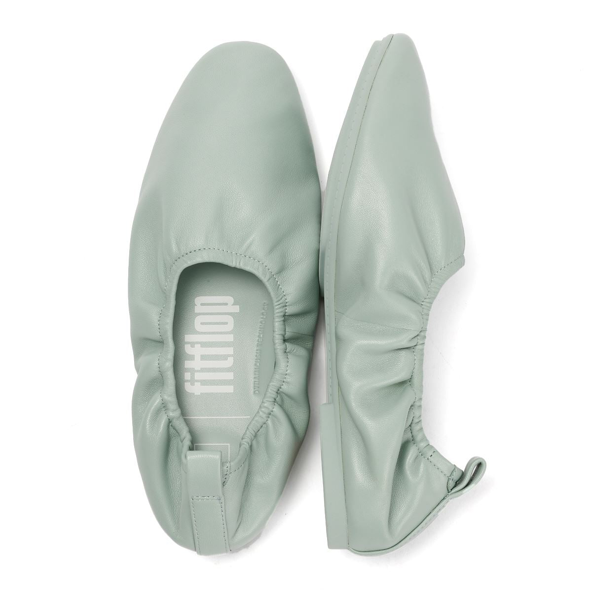 FitFlop X Pantone Delicato Ballerina Chaussures En Cuir Vertes Pour Femmes