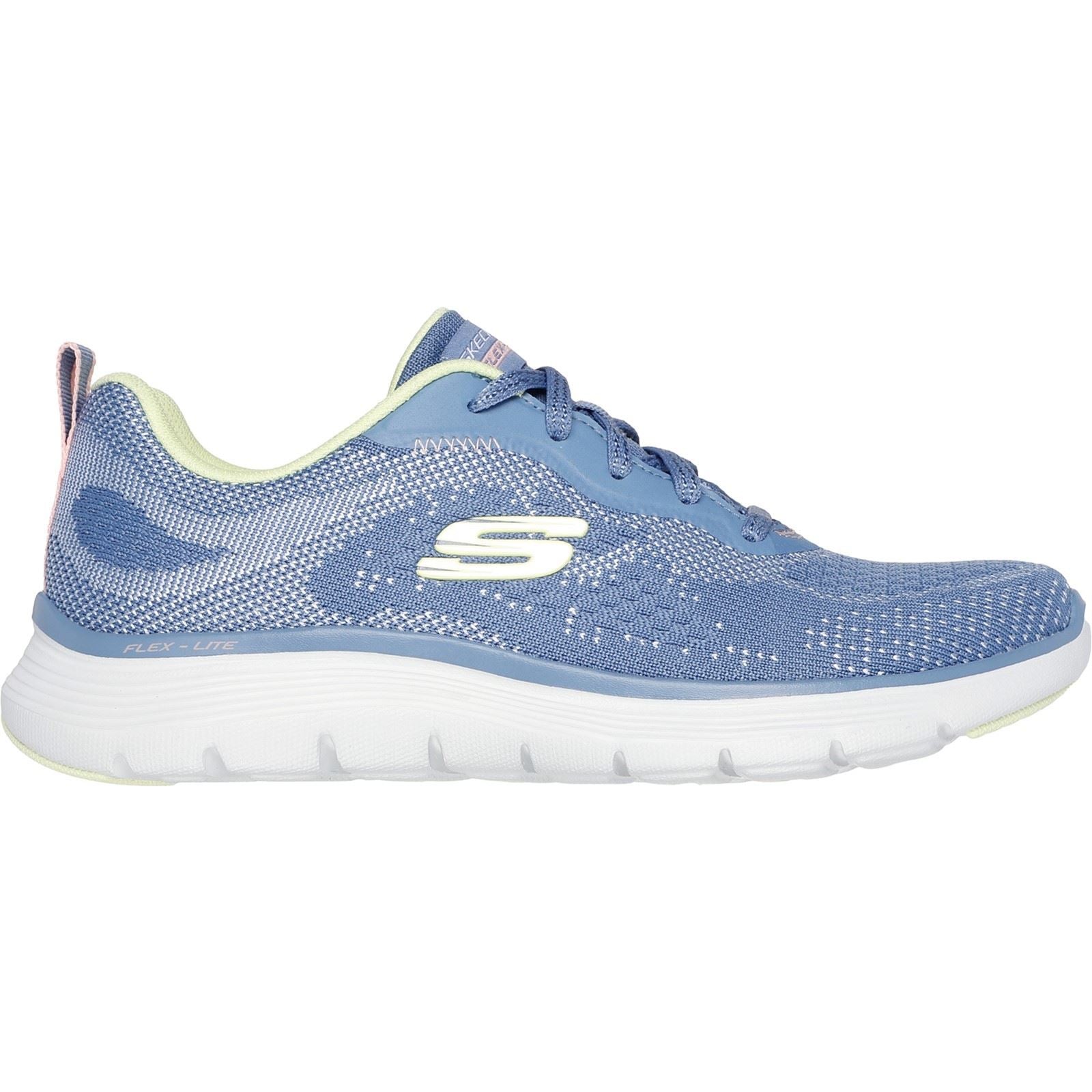 Skechers Flex Appeal 5.0 Cruising Thru Chaussures De Sport Pour Femmes En Textile Bleu/Vert Citron