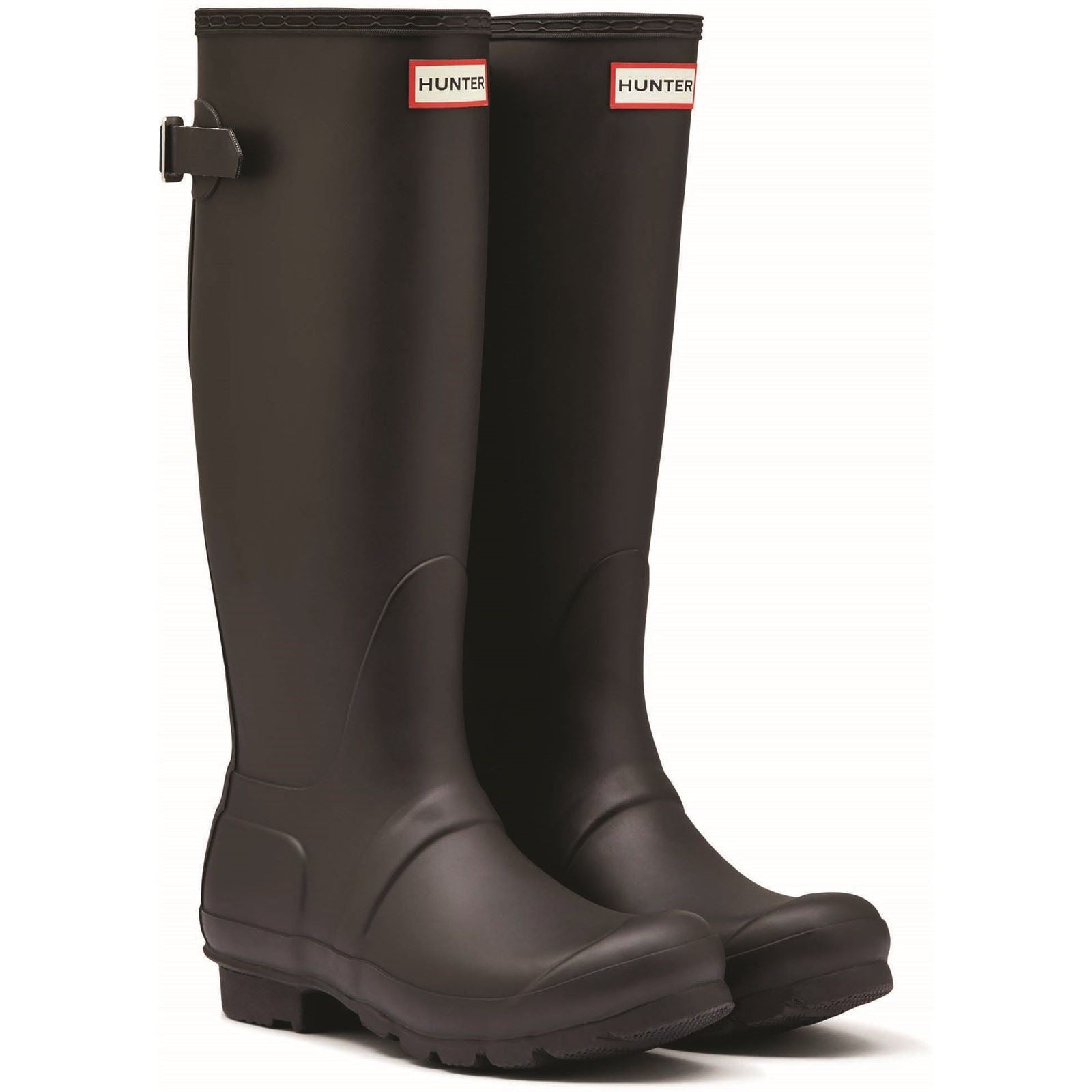 Hunter Original Tall Back Adjustable Bottes En Caoutchouc Pour Femmes, Noires
