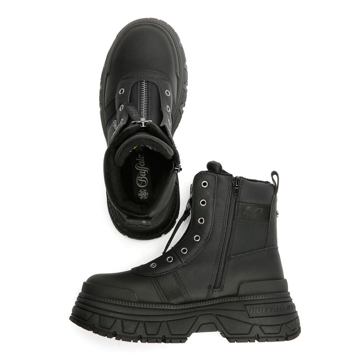 Buffalo Fusion Front Zip Bottes Noires Pour Femmes