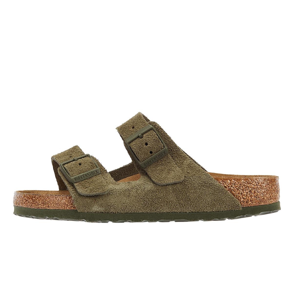 Birkenstock Sandales En Daim Kaki Thym En Cuir Suédé Arizona