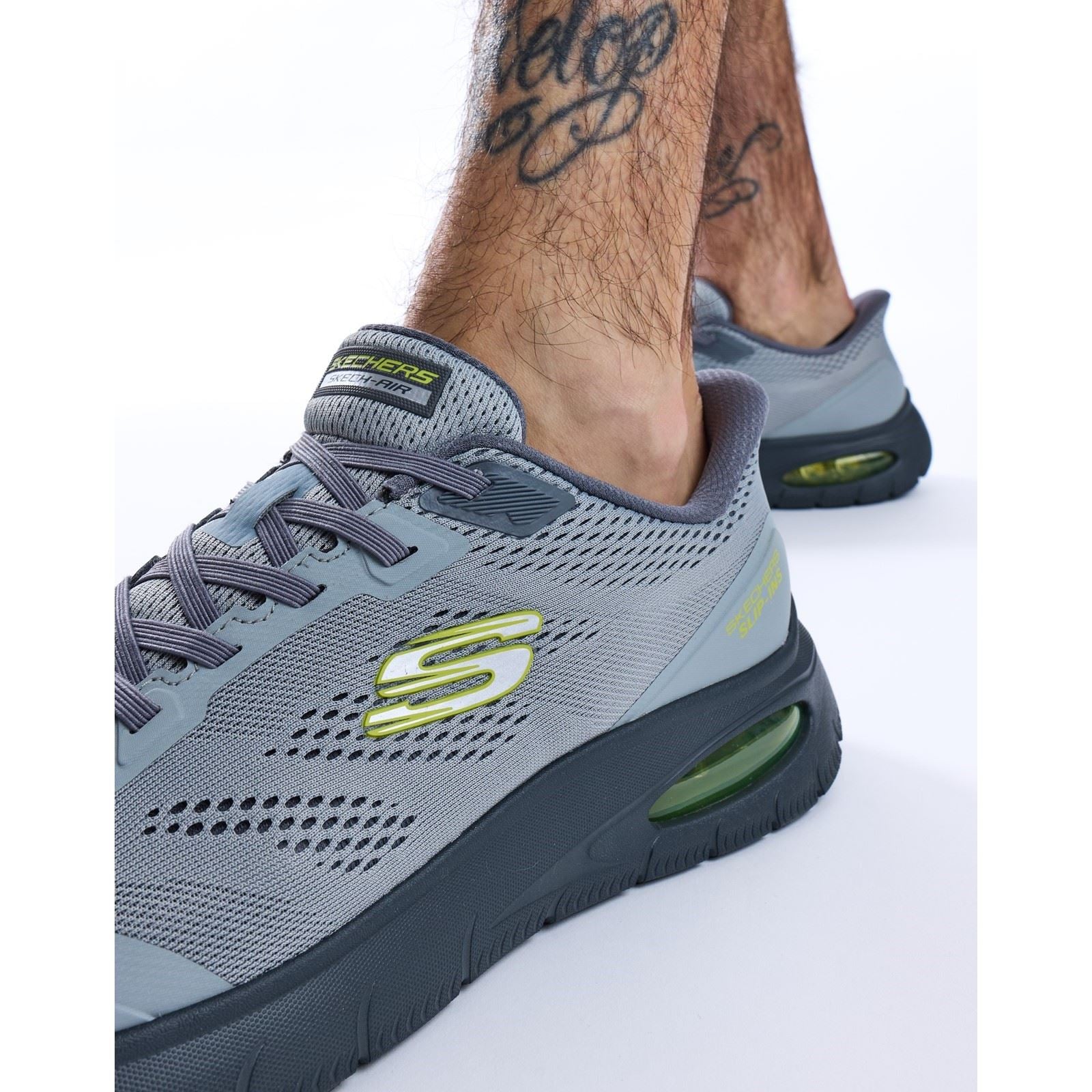 Skechers Skech-Air Summits Baskets En Textile Pour Hommes Charbon/Citron Vert