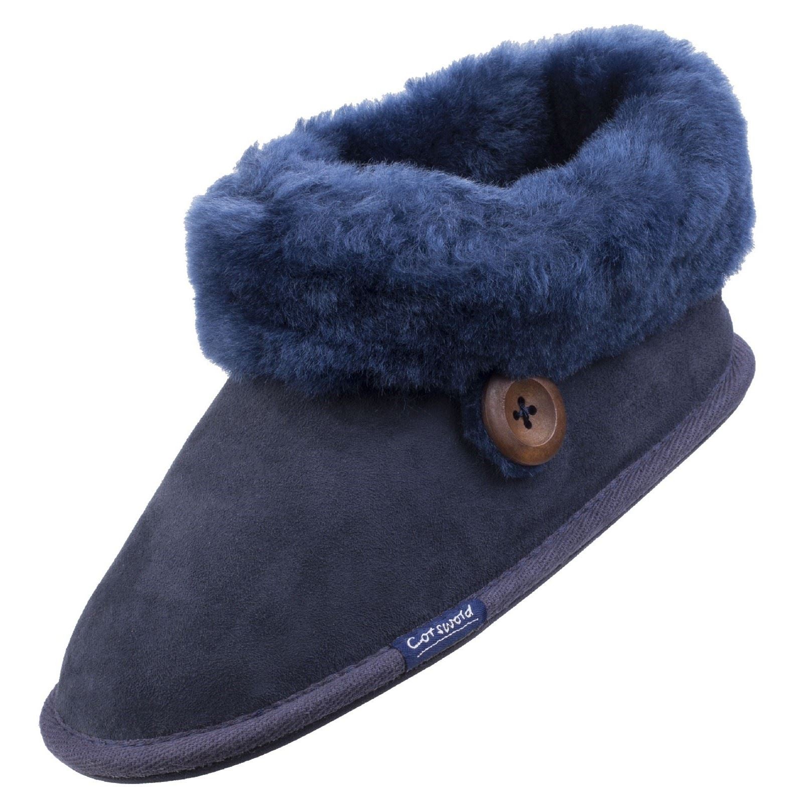 Cotswold Wotton Chaussons En Cuir Pour Femme De Couleur Bleu Foncé
