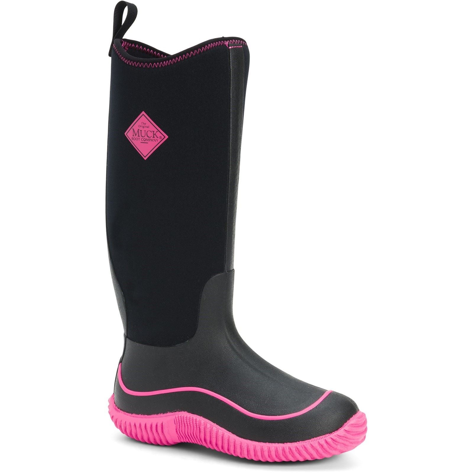 Muck Boots Hale Bottes En Caoutchouc Noires/Rose.