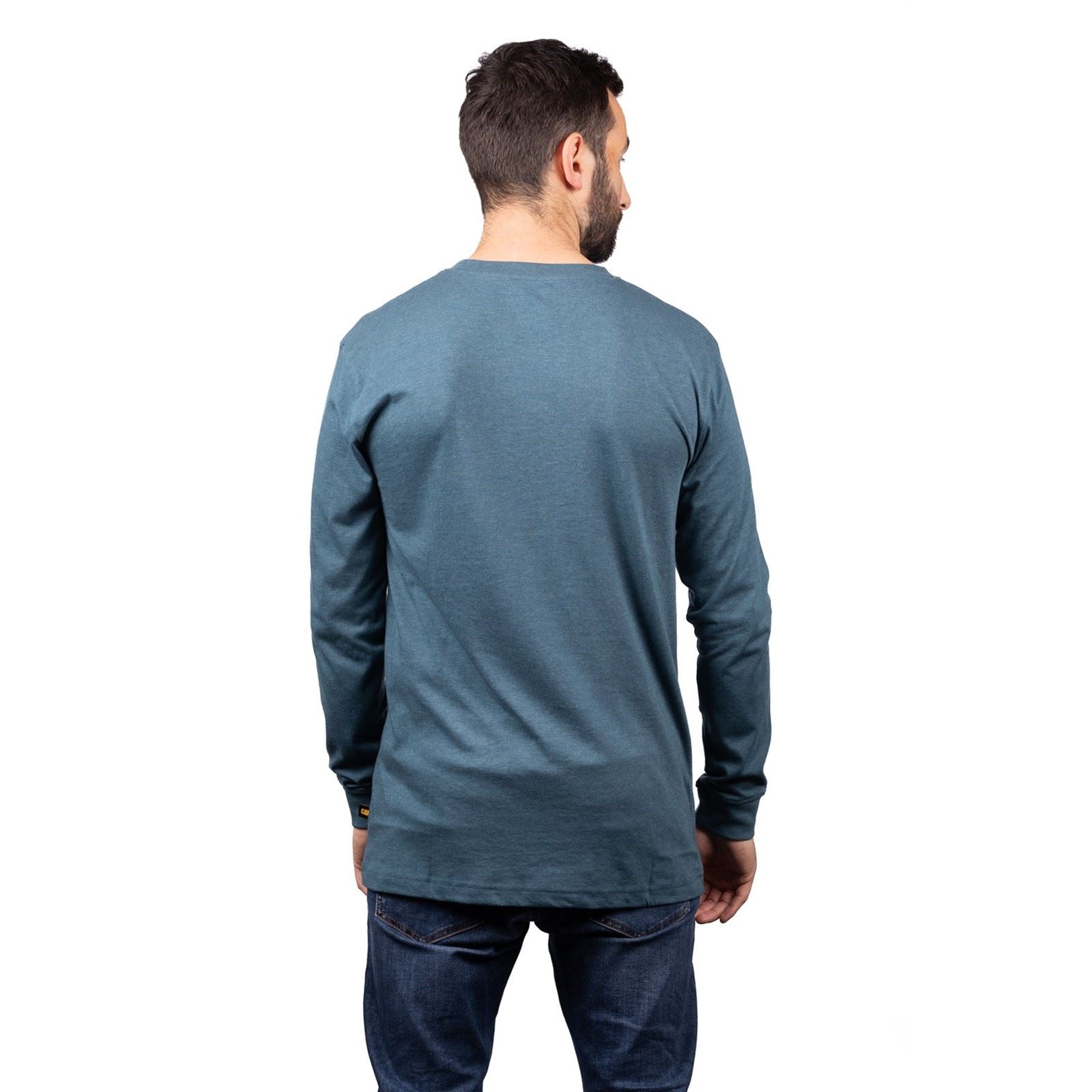 Caterpillar Trademark Banner Long Sleeve T-Shirt Vert En Coton Pour Homme