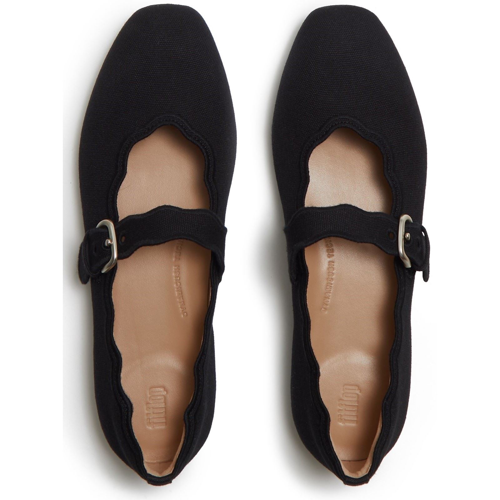 Fitflop Delicato Wave-Edge Chaussures Noires En Polyester Pour Femmes