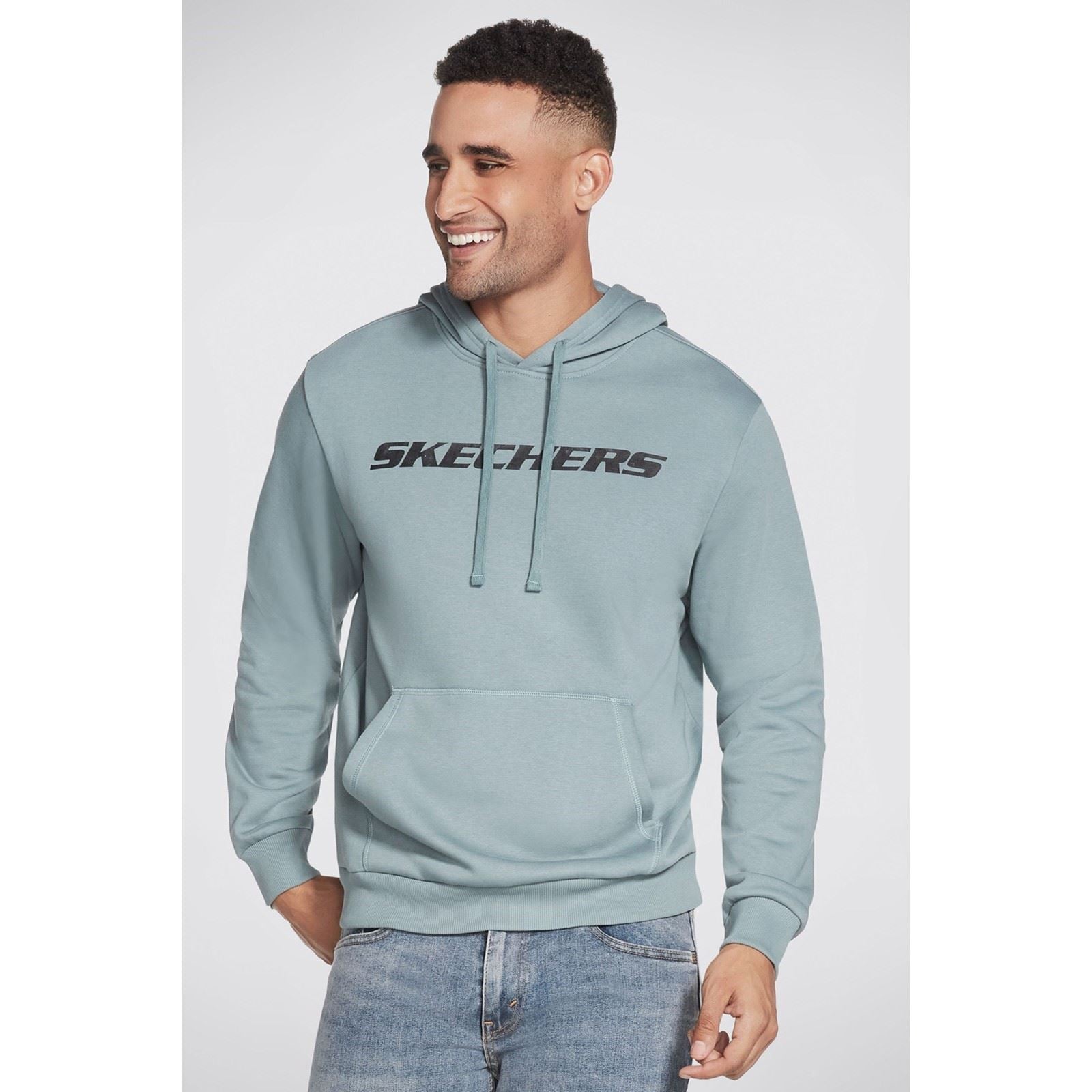 Skechers Performance Heritage Sweat À Capuche Bleu En Coton Pour Homme