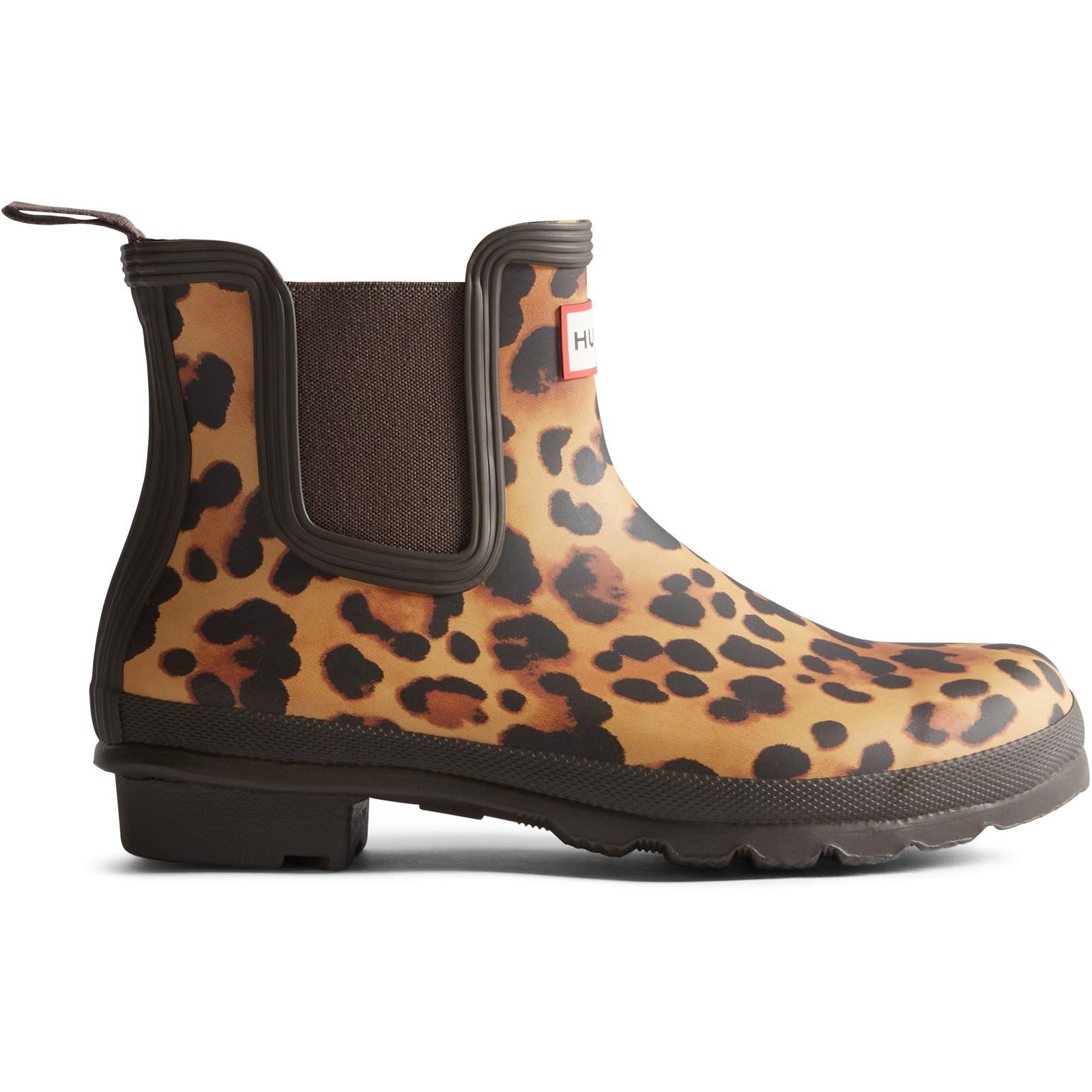 Hunter Original Chelsea Leopard Print Boot Bottes En Caoutchouc Pour Femmes Imprimé Léopard/Marron Chocolat