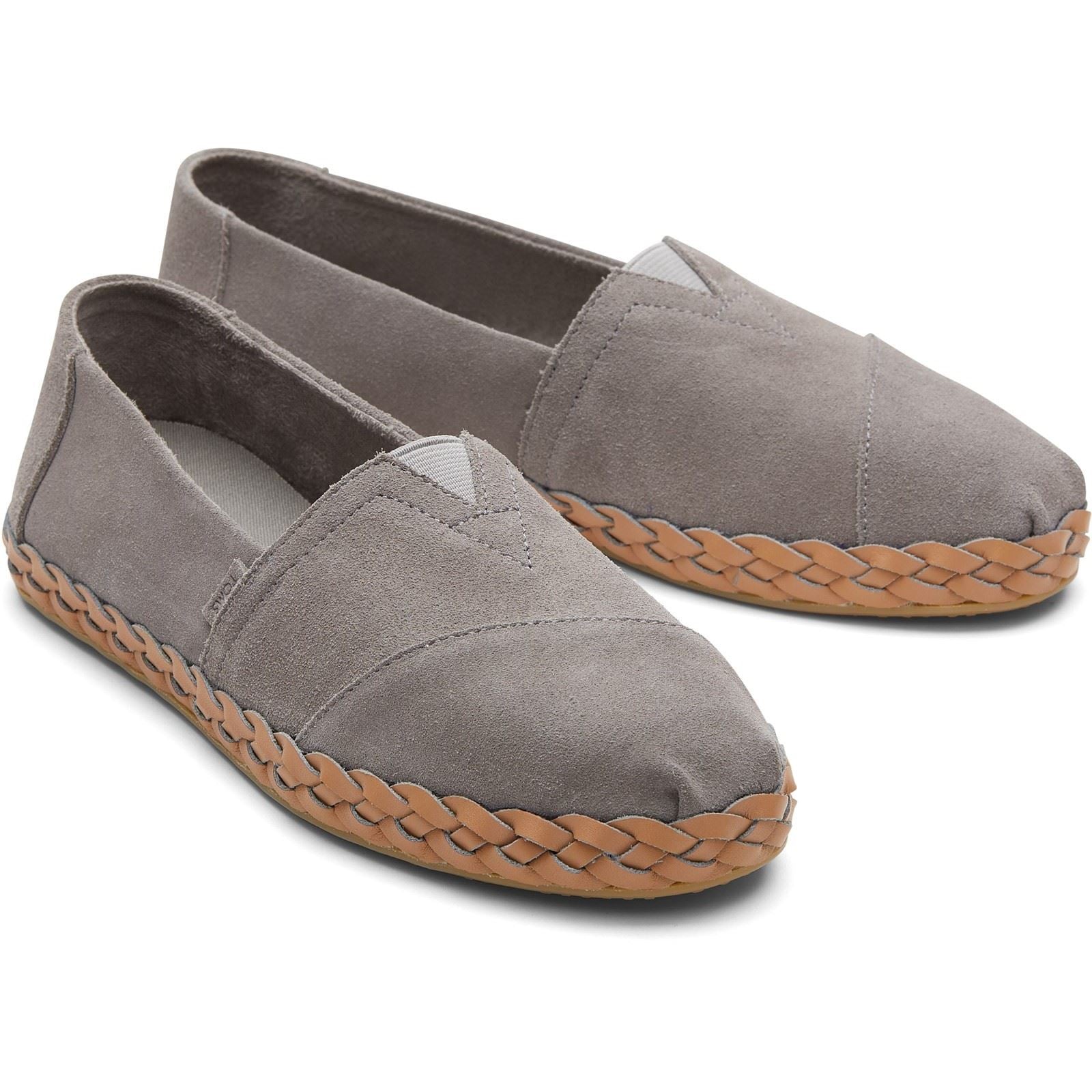 TOMS Alpargata Leather Wrap Espadrilles En Cuir Gris Pour Femmes