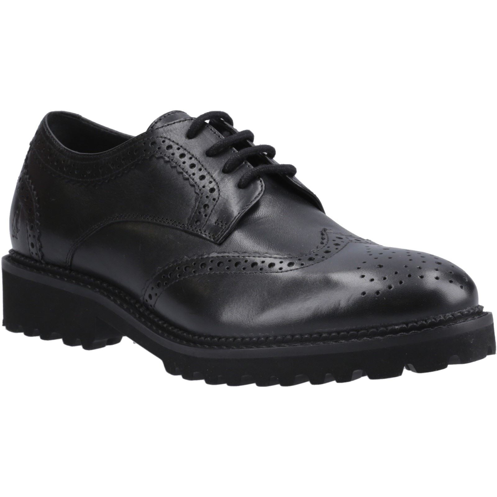 Hush Puppies Gabi Lace Up Chaussures Noires Pour Filles En Cuir