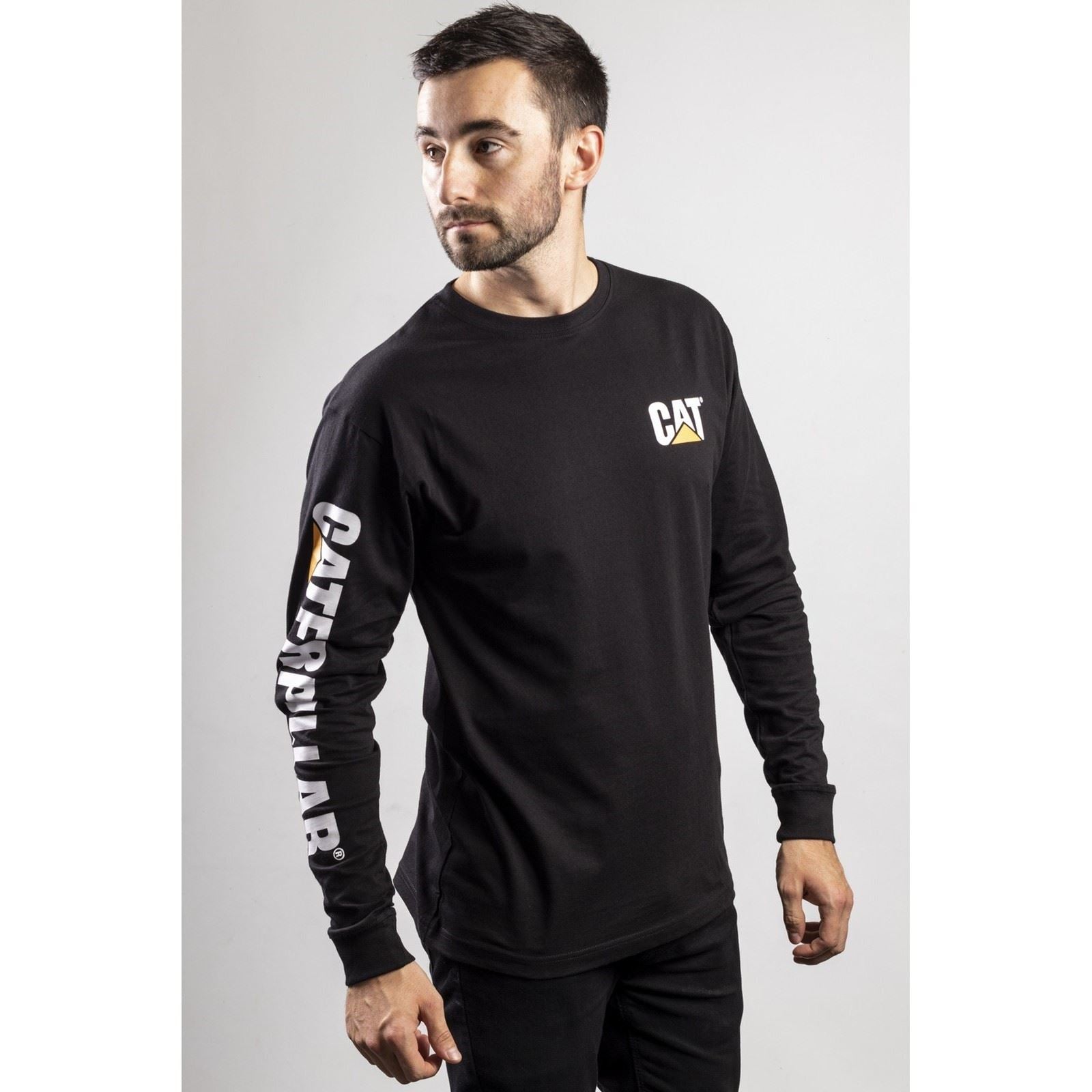 Caterpillar Trademark Banner Long Sleeve T-Shirt Noir En Coton Pour Homme