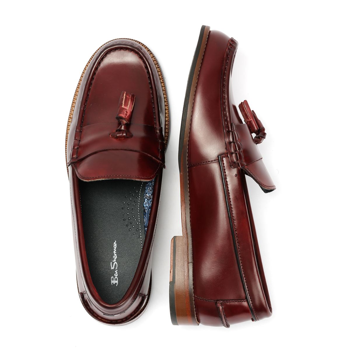 Ben Sherman Sid Mocassins Rouges En Cuir Pour Hommes
