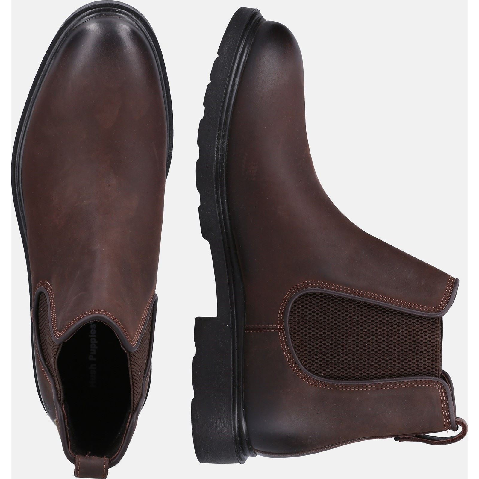 Hush Puppies Preston Chelsea Bottes En Cuir Marron Pour Hommes
