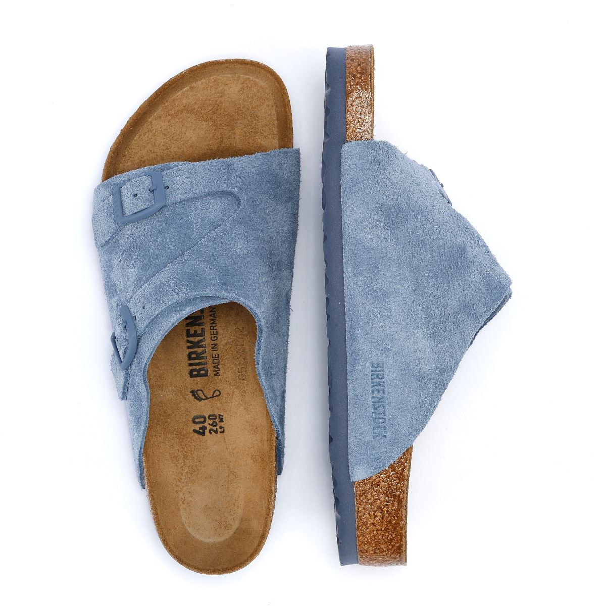 Birkenstock Zurich Sandales En Daim Bleu Élémentaire