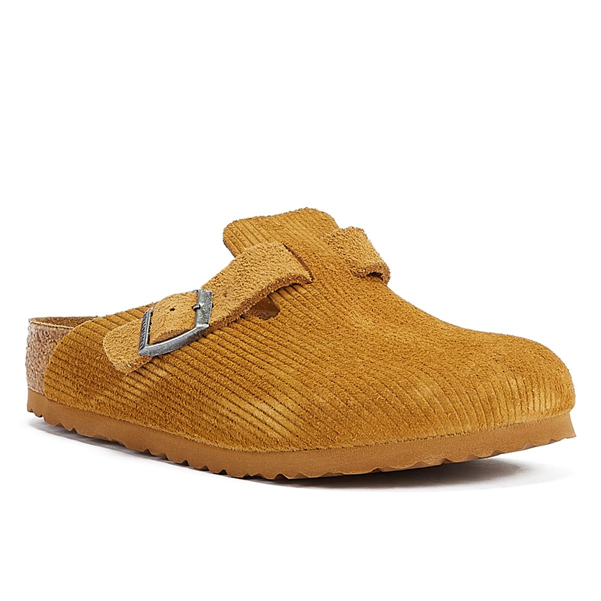 Birkenstock Sabots Marron En Velours Côtelé Et Liège De Boston