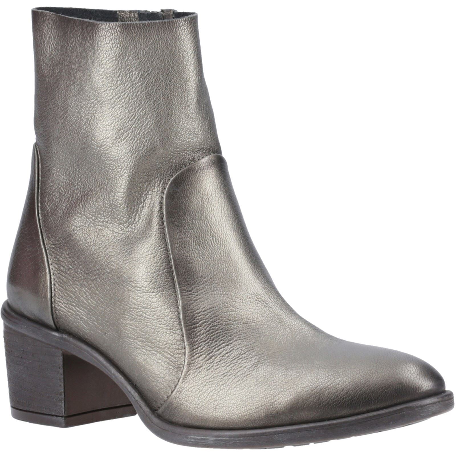 Hush Puppies Winona Bottes En Cuir Pour Femmes De Couleur Étain