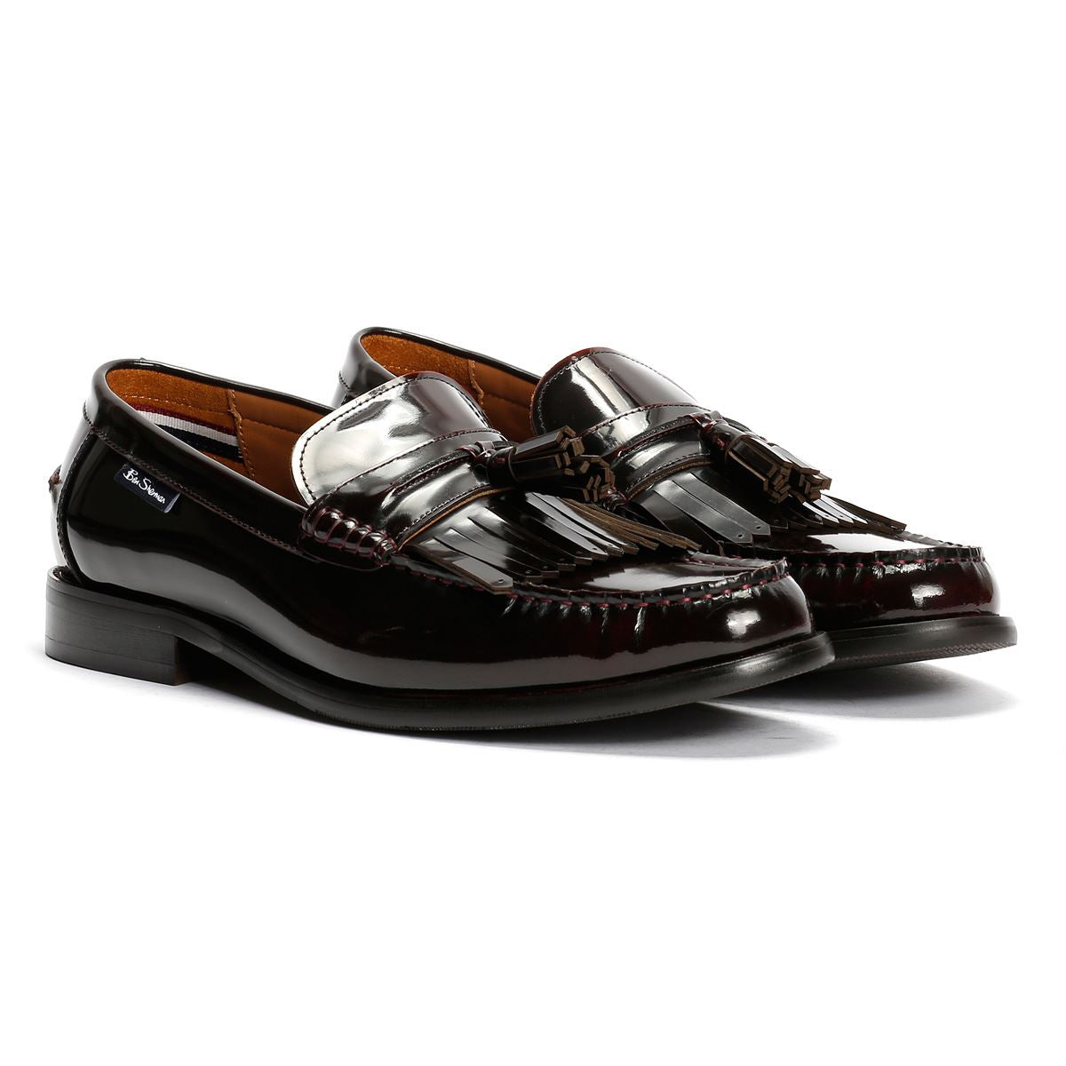 Ben Sherman Buster Mocassins Rouges En Cuir Pour Hommes