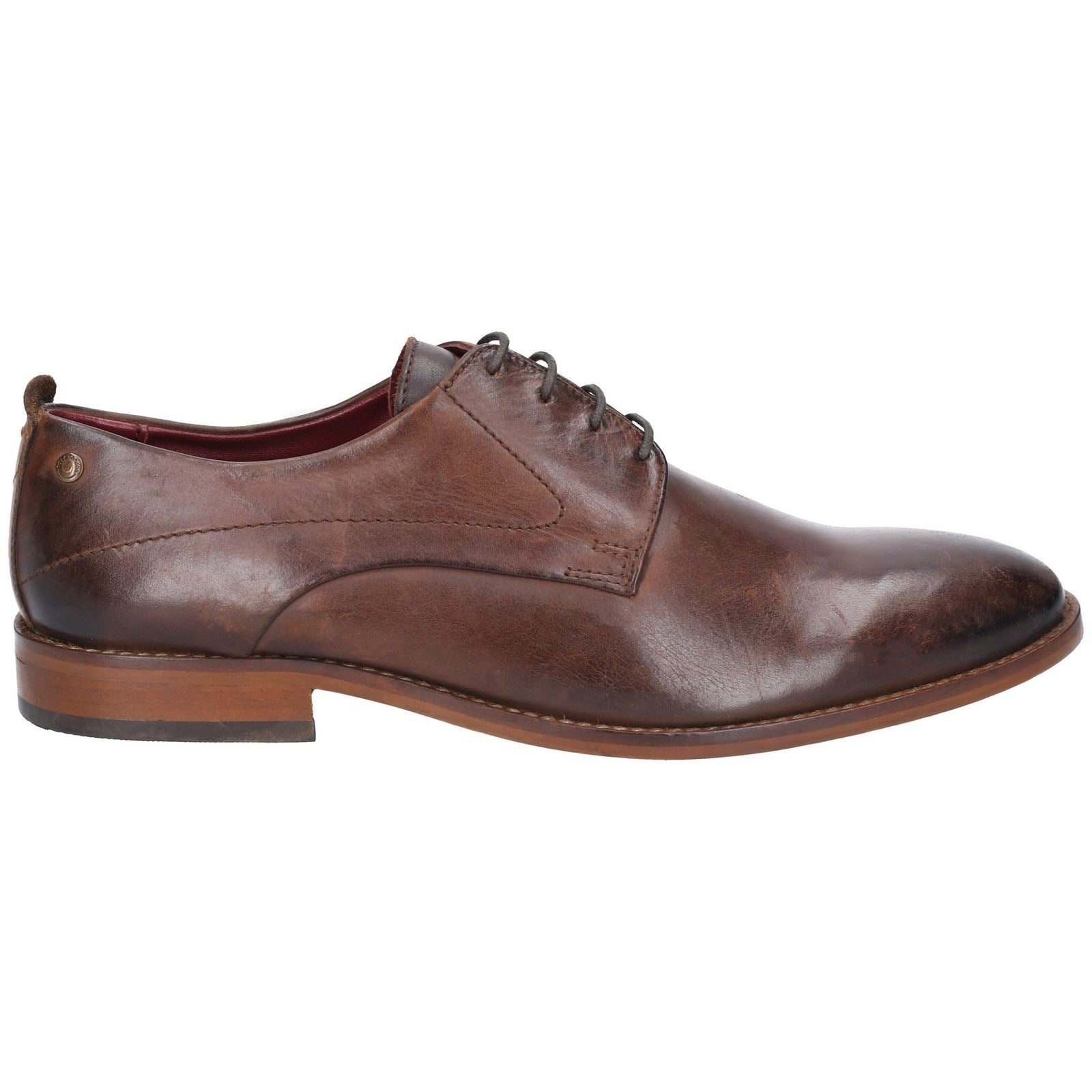Base London Script Washed Chaussures Oxford Marron En Cuir Pour Hommes