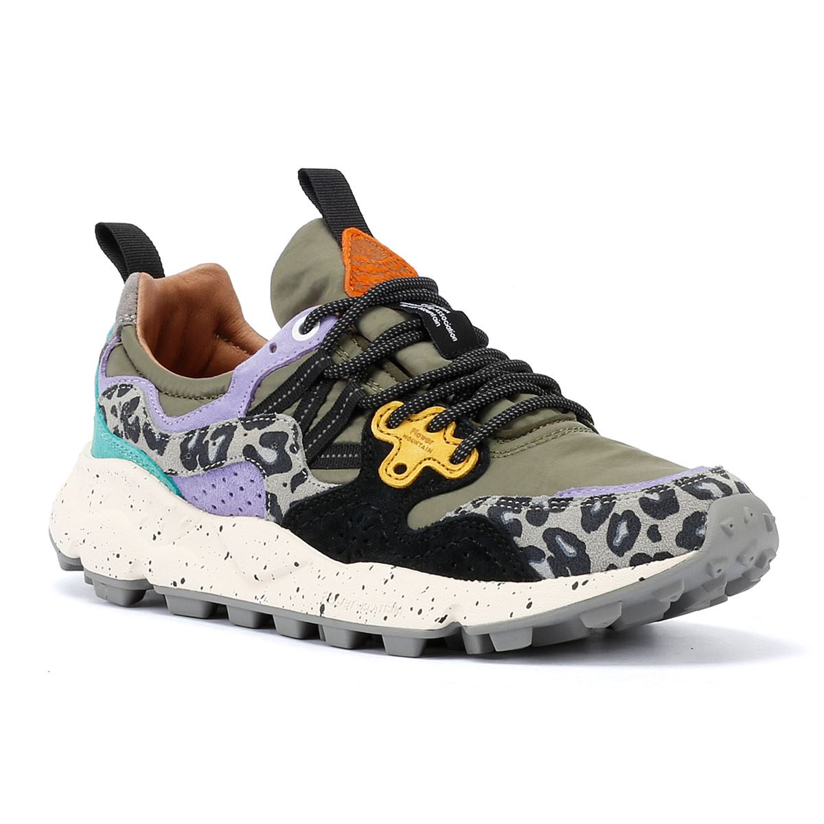 Flower Mountain Yamano 3 Sneakers En Daim Vert Militaire / Vert Clair / Jaune