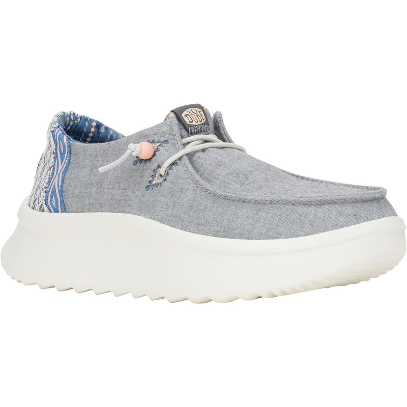 HEYDUDE Wendy Peak Chambray Woven Loafers Gris En Polyester Pour Femmes