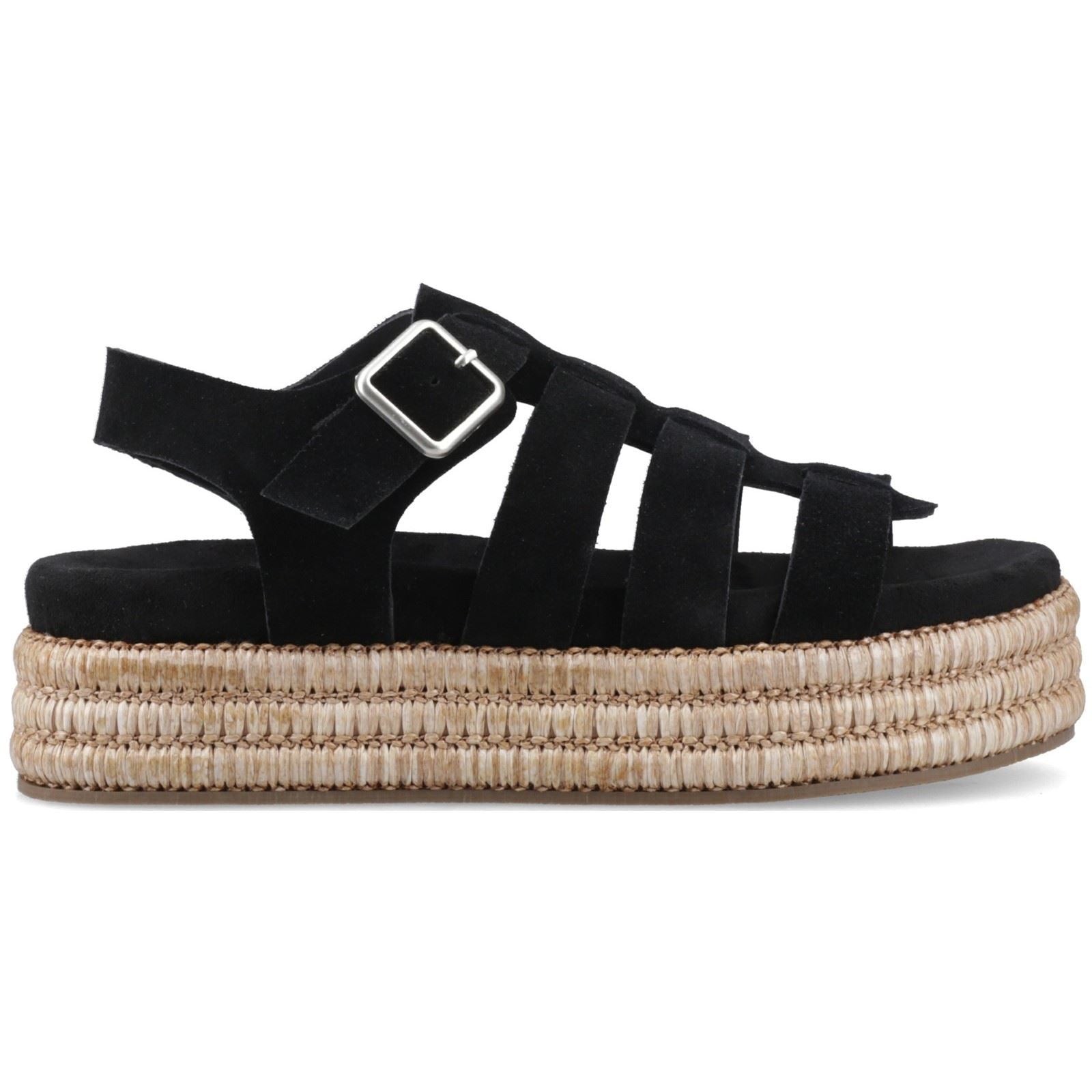 Hush Puppies Rosetta Gladiator Sandales En Cuir Noires / Marron Pour Femmes