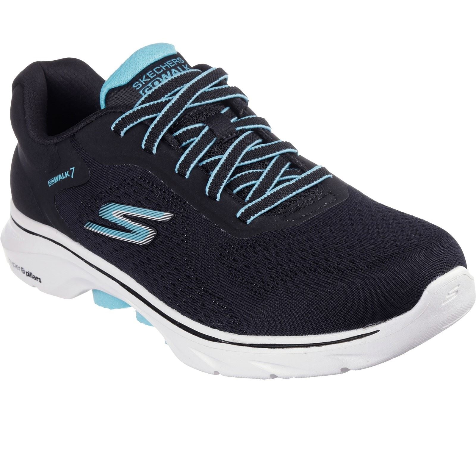 Skechers GO WALK 7 Cosmic Waves Baskets De Sport Pour Femmes En Synthétique Noir/Turquoise