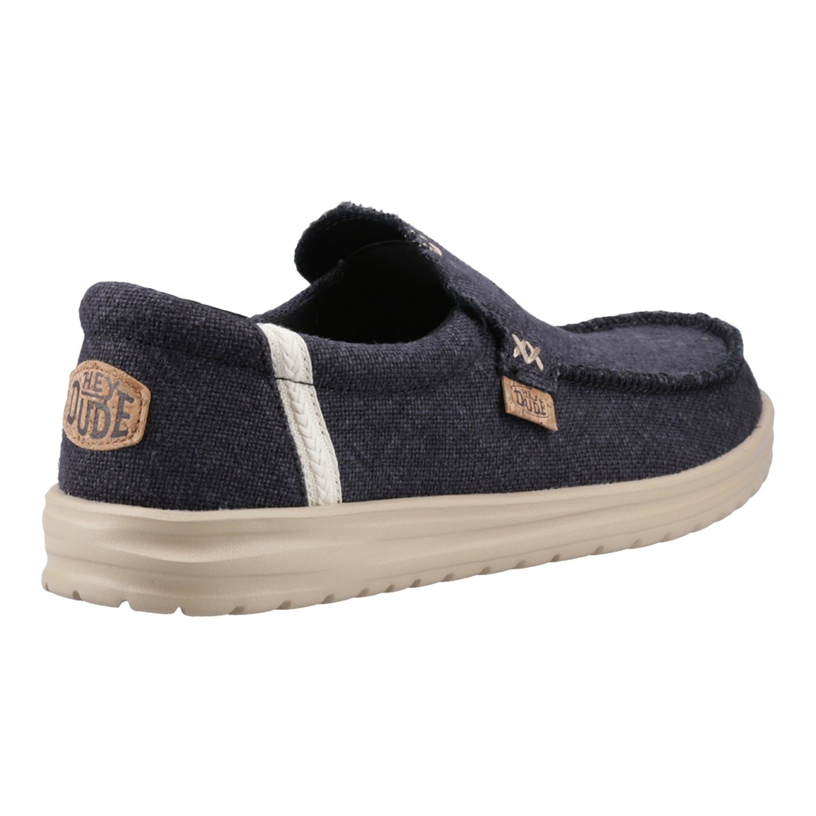 HEYDUDE Mikka Jute Chaussures Mocassins Pour Hommes En Lin Noir/Crème Irlandaise