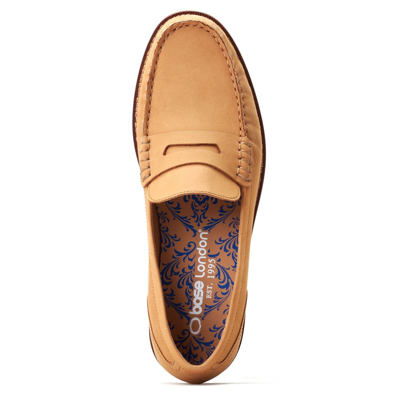 Base London Garfield Chaussures Loafers Homme En Cuir Brûlé Tan