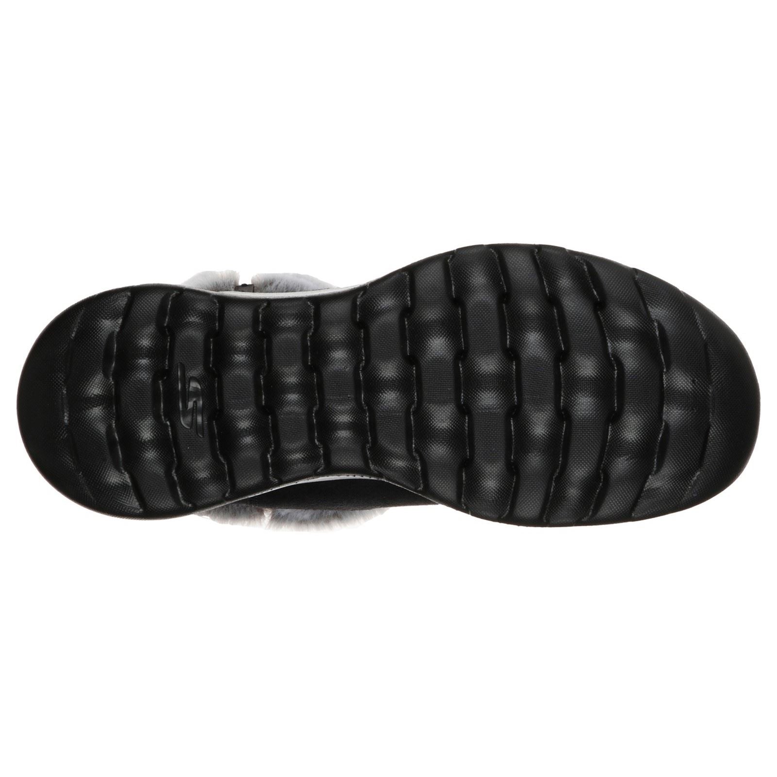 Skechers On The Go Joy Savvy Wide Bottes Noires/Grises Pour Femmes En Daim/Fausse Fourrure