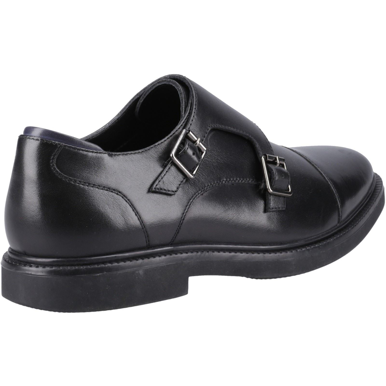 Hush Puppies Kane Chaussures Double Boucle Noires Pour Homme En Cuir