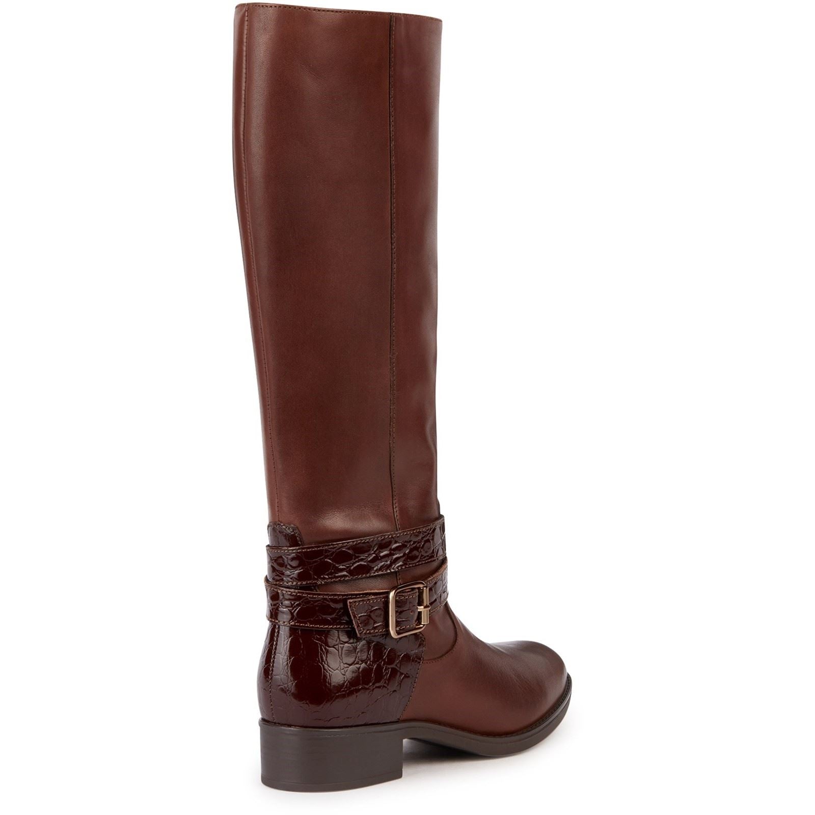 Geox D Felicity Bottes Marron En Cuir Pour Femmes