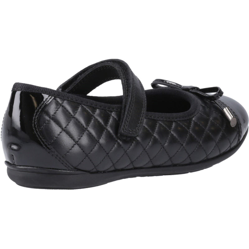 Hush Puppies Lottie Chaussures Plates De Ballet Noires Pour Filles En Cuir