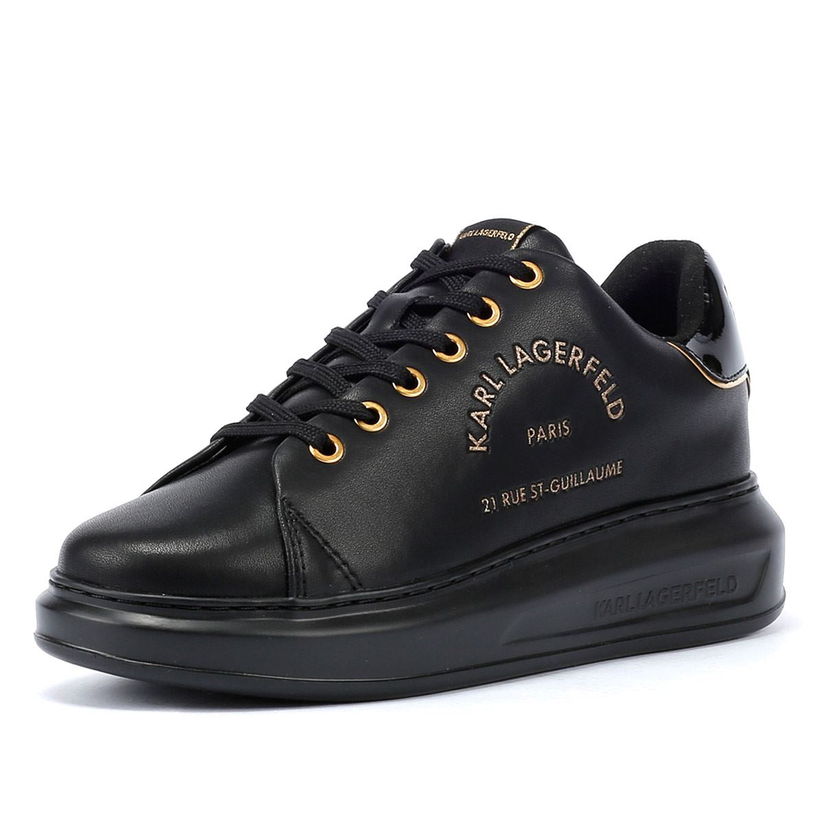Karl Lagerfeld Kapri Metal Maison Glitter Baskets Noires En Cuir Pour Femmes