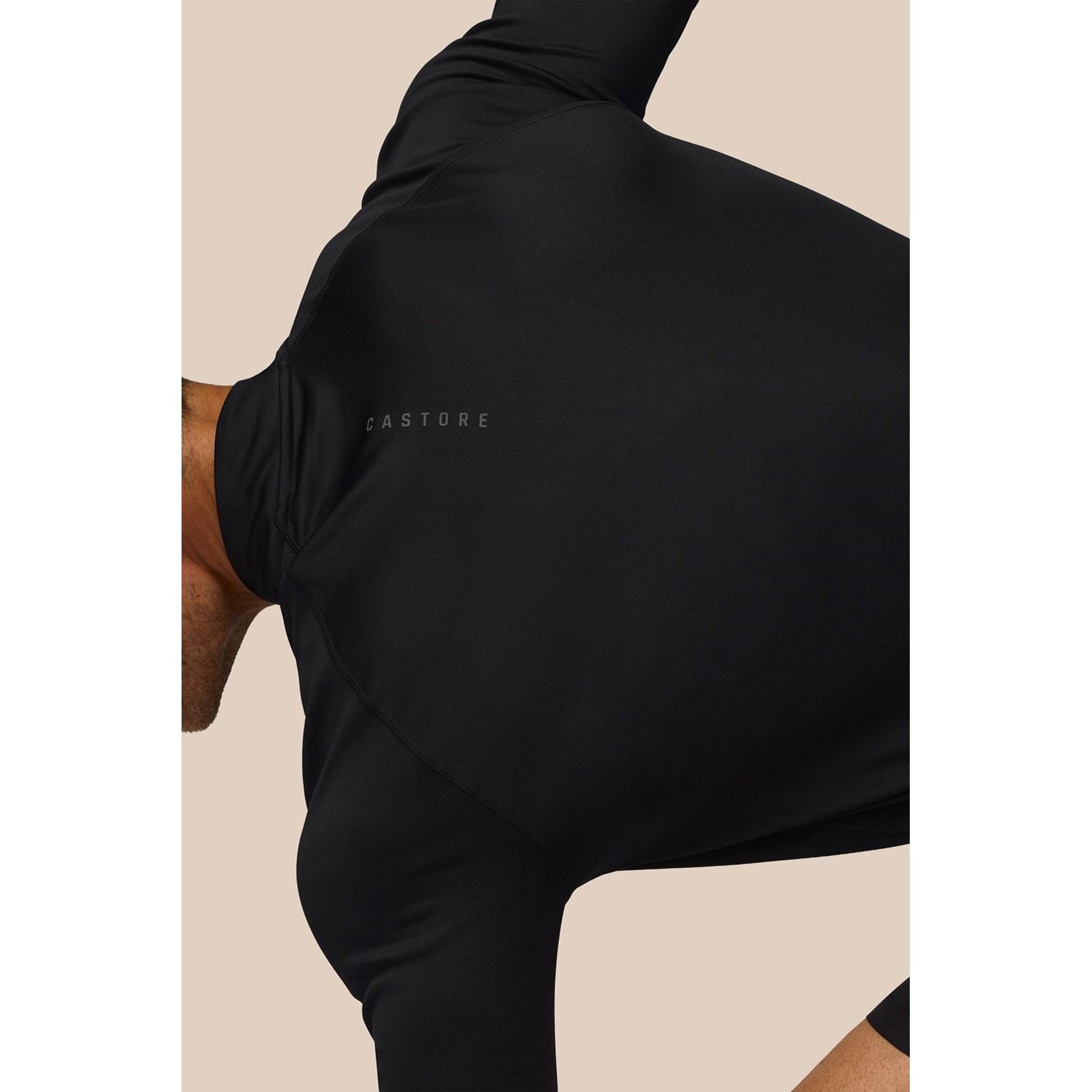 Castore Adapt Training 1/4 Zip Top T-Shirts De Sport Actifs Pour Hommes En Polyester Noir