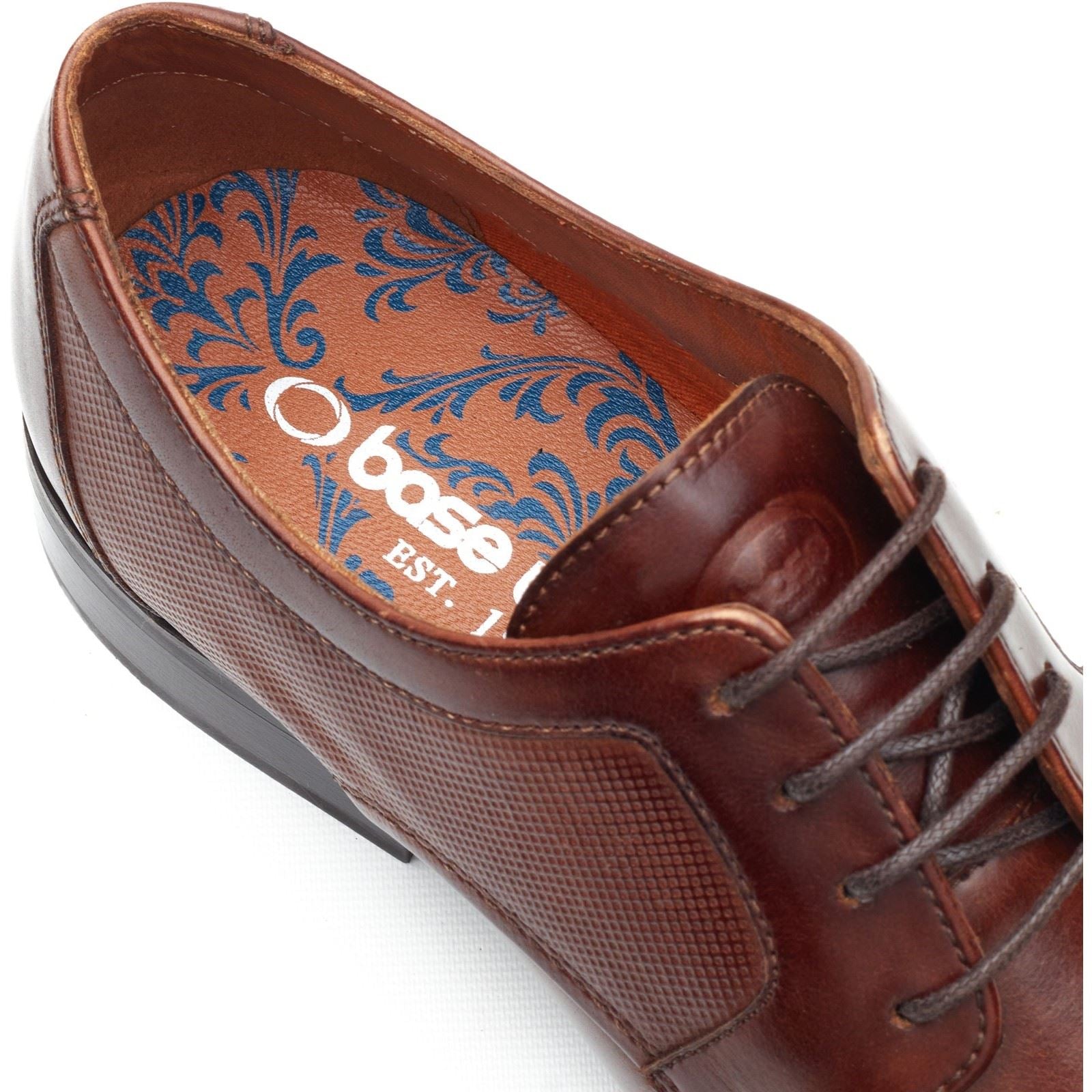 Base London Dome Lace Up Chaussures En Cuir Pour Hommes En Tan Brûlé À Lacets