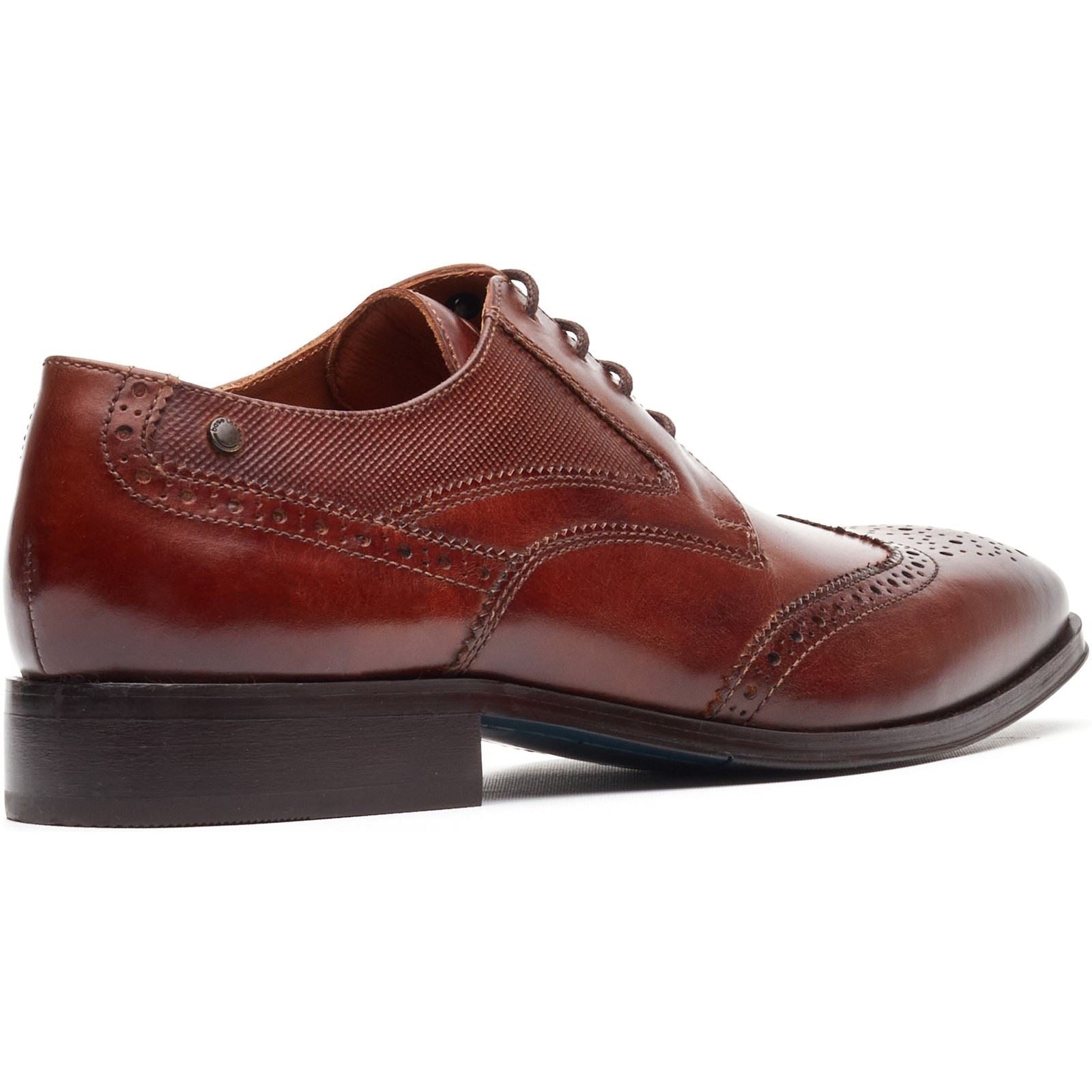 Base London Steeple Brogue Chaussures En Cuir Pour Hommes Brogues Brûlées Tan