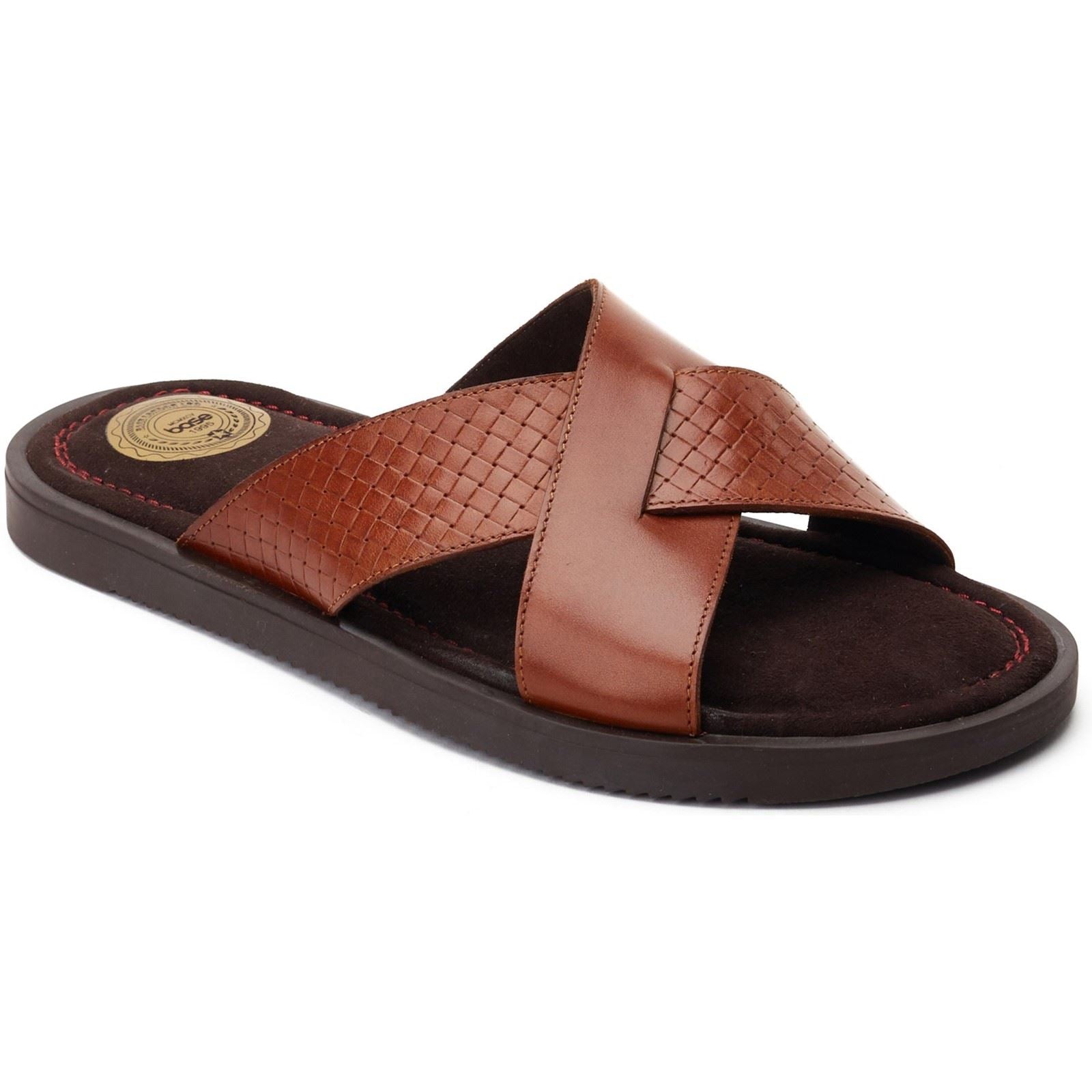 Base London Astro Sandales En Cuir Pour Hommes Couleur Tan Brûlé