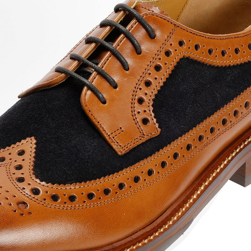 Chapman & Moore Longwing Brogue Chaussures En Cuir Pour Hommes Brunes À Lacets