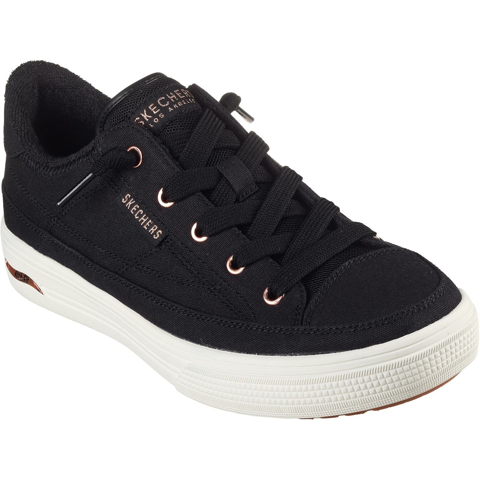 Skechers Arch Fit Arcade Meet Ya There Baskets De Sport En Coton Pour Femme, Noires