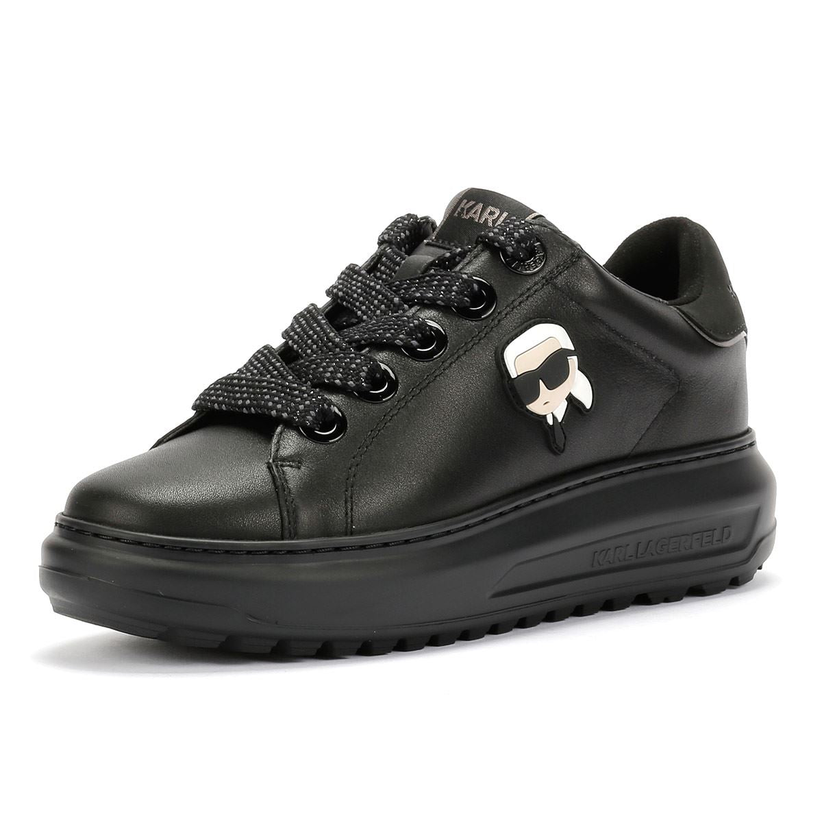 Karl Lagerfeld Kapri Lug Karl NFT Lo Lace Baskets Noires En Cuir Pour Femmes