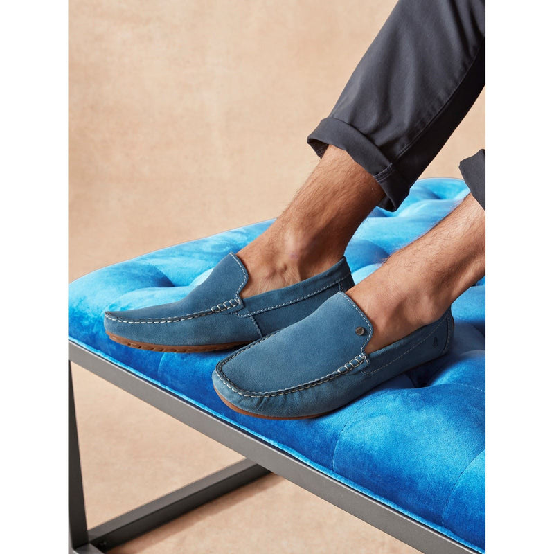 Hush Puppies Ralph Suede Chaussures Mocassins Bleues Pour Homme En Cuir
