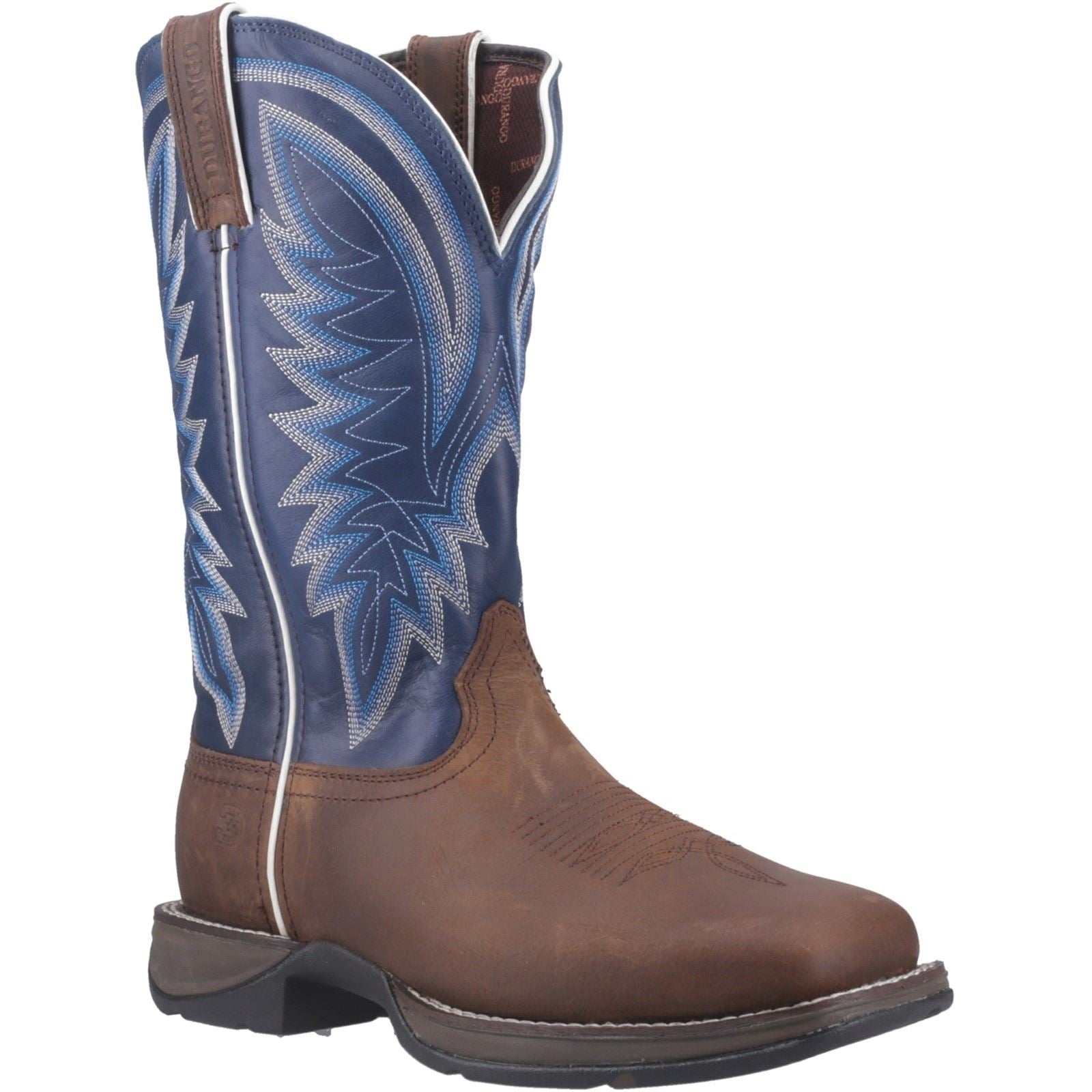 Durango Rebel Chaussures En Cuir Pour Homme Marron Selle/Bleu Denim