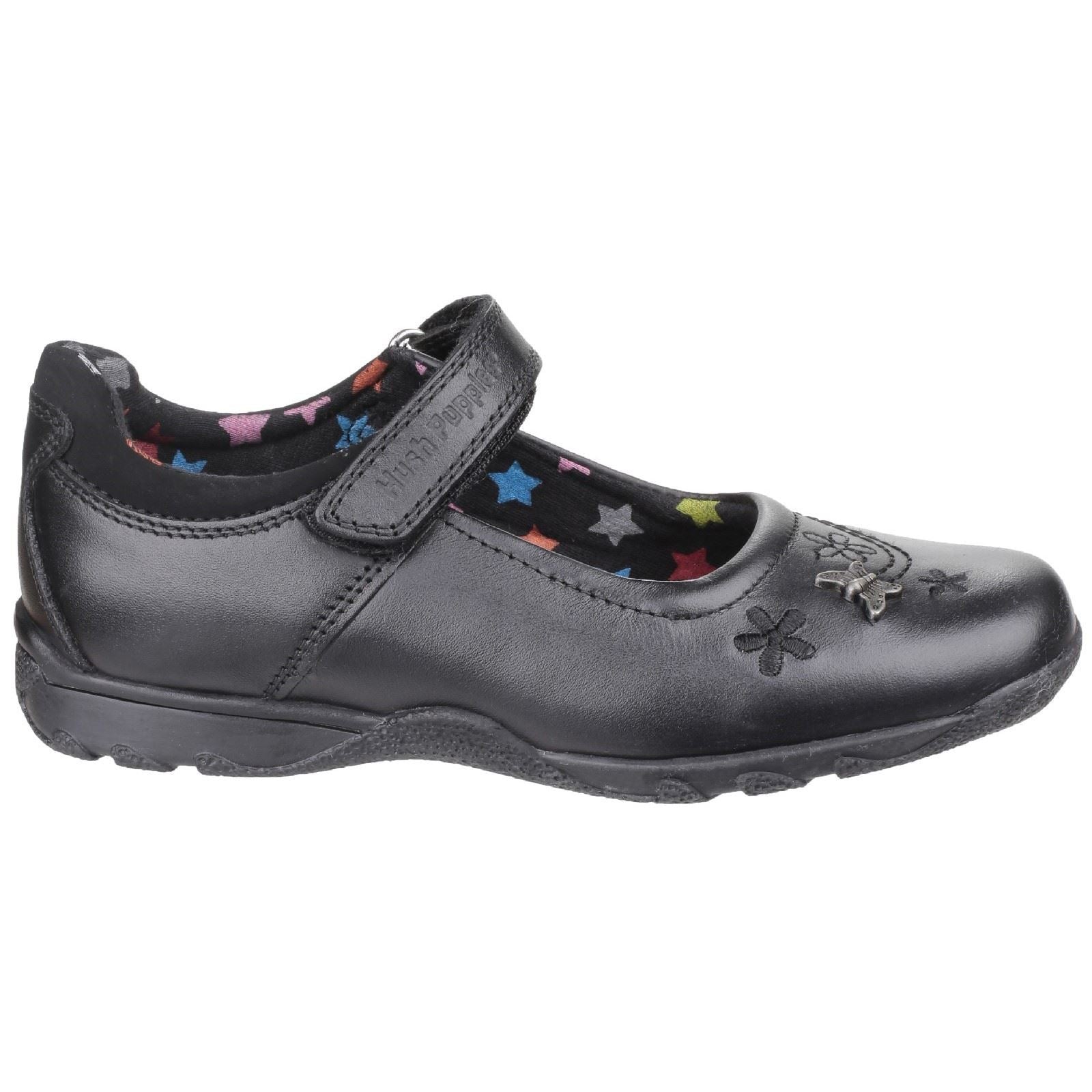 Hush Puppies Clare Senior Chaussures Noires Pour Filles En Cuir