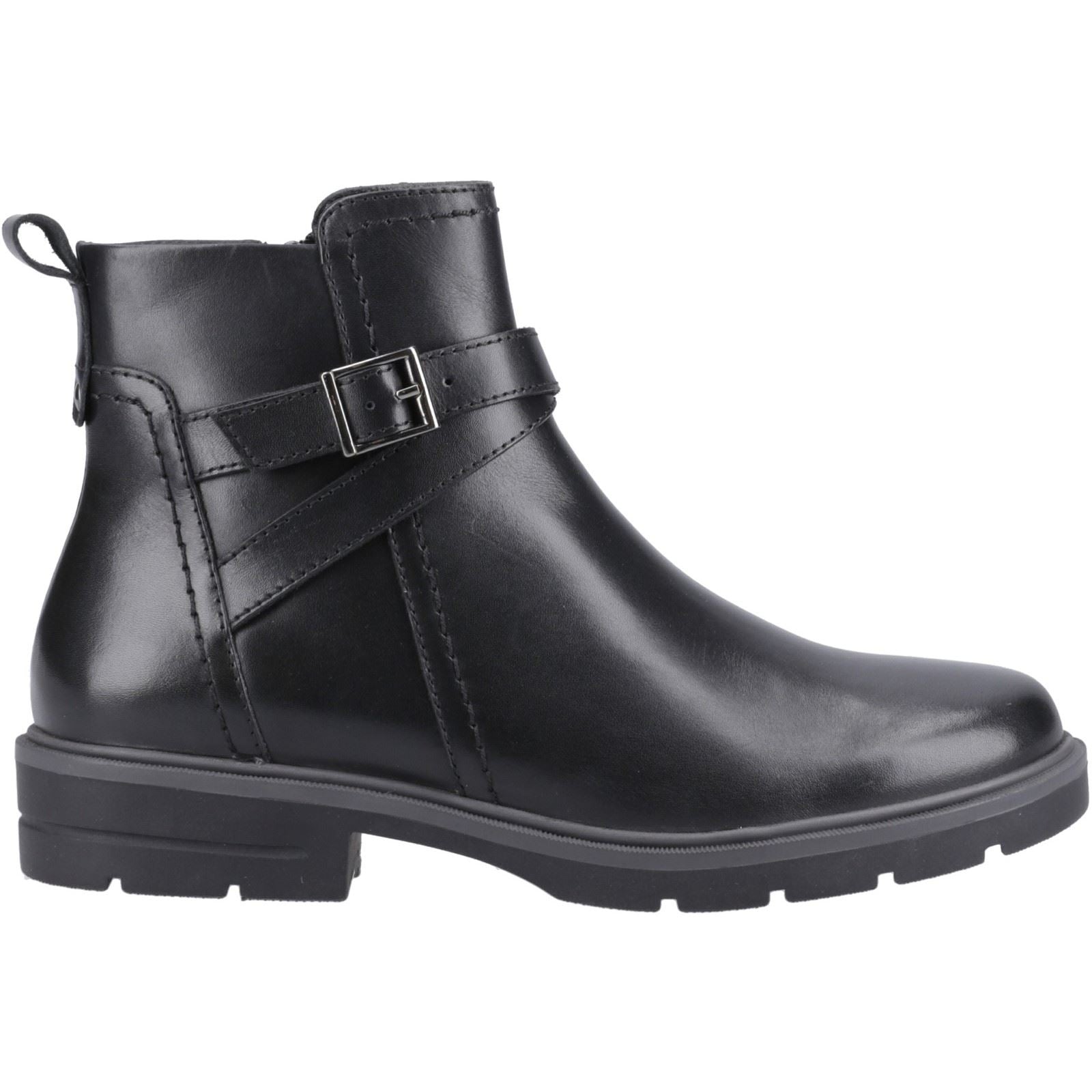 Hush Puppies Tove Bottes Noires En Cuir Pour Femmes