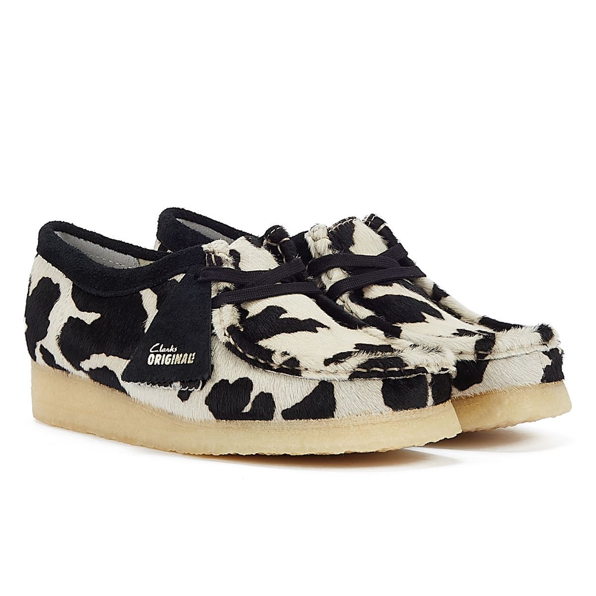Clarks Originals Wallabee Chaussures En Cuir Imprimé Vache Pour Femmes