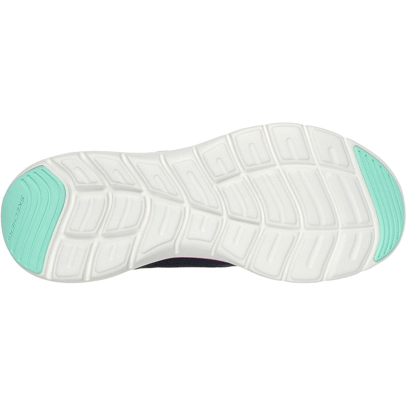 Skechers Flex Appeal 5.0 Fresh Touch Baskets En Cuir Pour Femmes Bleu Marine/Rose Vif